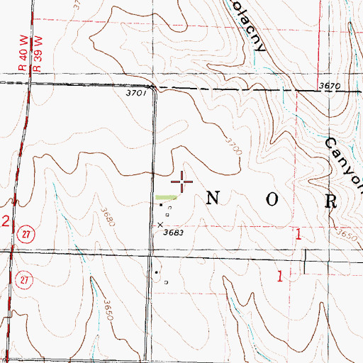 Topographic Map of Bellamy Farm Airport, KS
