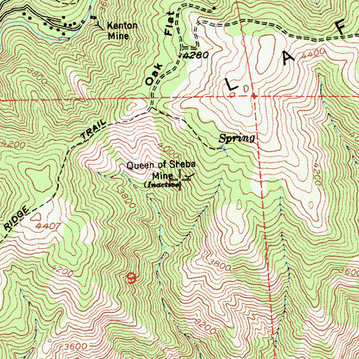 Topographic Map of Queen of Sheba Mine, CA