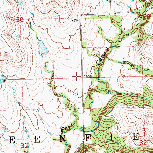 Topographic Map of Liebau Ranch Airport, KS