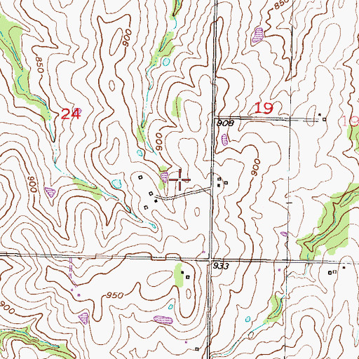 Topographic Map of Bland Airport, KS