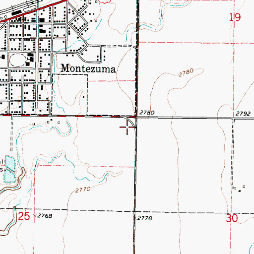 Topographic Map of Montezuma Coop Airport, KS