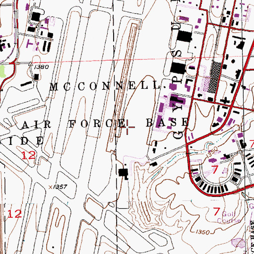 Topographic Map of Mc Connell Air Force Base, KS
