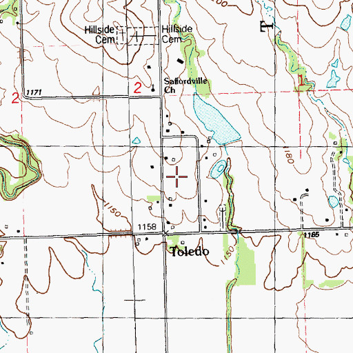 Topographic Map of Roberts Memorial Airport, KS