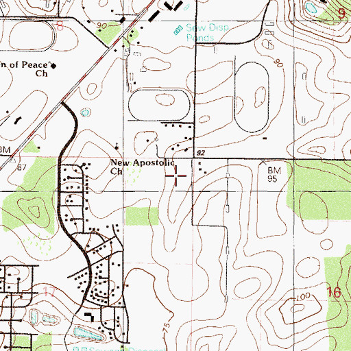 Topographic Map of Crossroads Community Church, FL