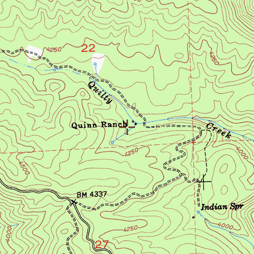 Topographic Map of Quinn Ranch, CA