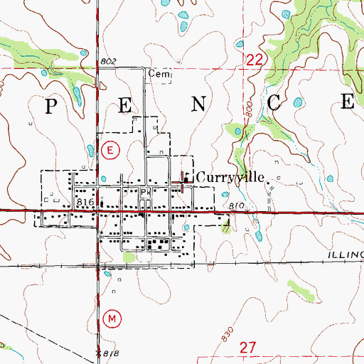 Topographic Map of Curryville Elementary School (historical), MO