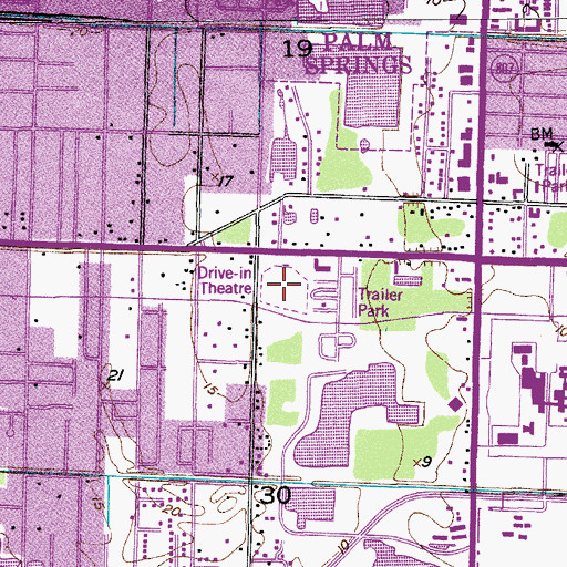 Topographic Map of Lake Worth Drive-In, FL