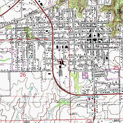 Topographic Map of Bowling Green Elementary School, MO