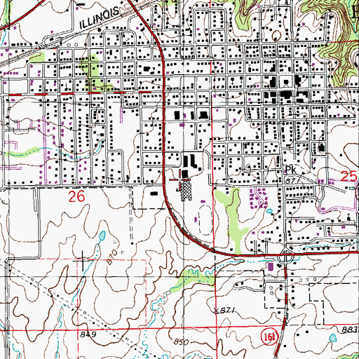 Topographic Map of Bowling Green Middle School, MO