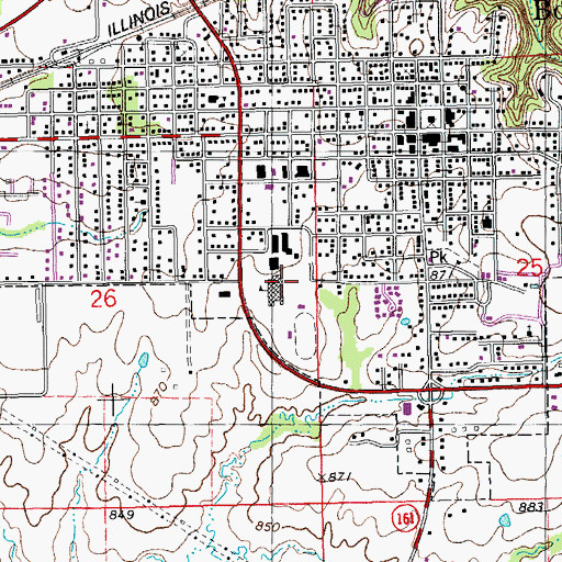 Topographic Map of Bowling Green High School, MO
