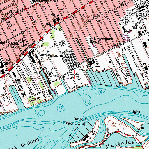 Topographic Map of Waterworks Park, MI