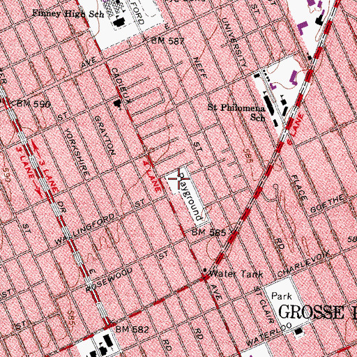 Topographic Map of Messmer Park, MI