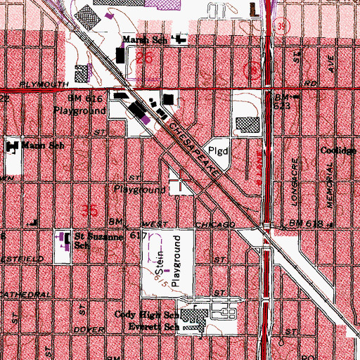 Topographic Map of Fitzpatrick Playground, MI