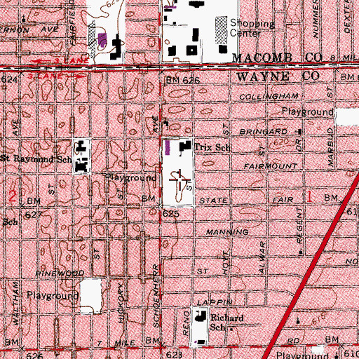 Topographic Map of Wish Egan Playfield, MI
