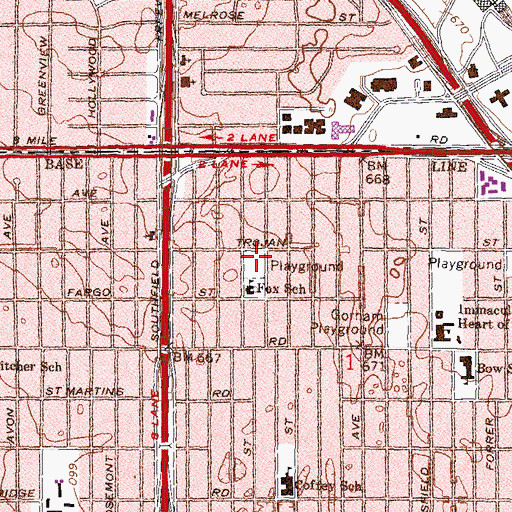 Topographic Map of Fargo-Oakfield Playground, MI