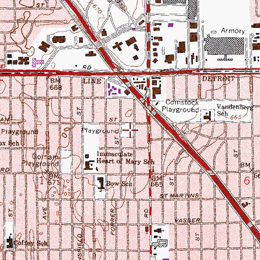 Topographic Map of Viola Liuzzo Playground, MI