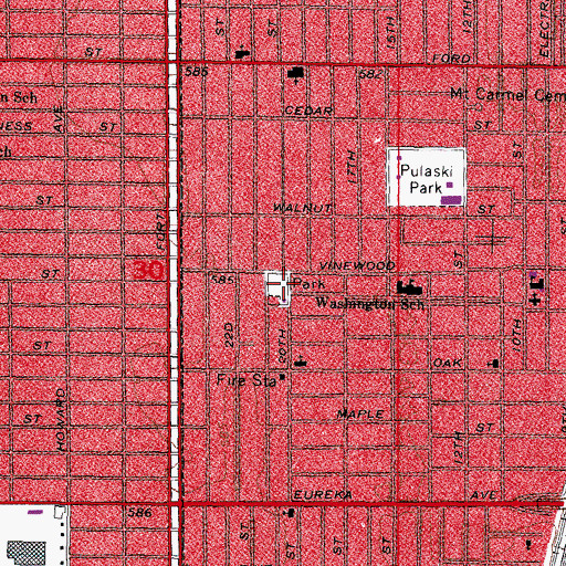 Topographic Map of Oak Club Park, MI