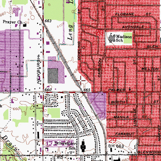 Topographic Map of Curtis Woods Park, MI