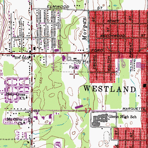 Topographic Map of Central City Park, MI