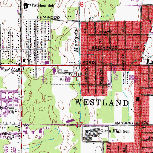Topographic Map of Tattan Park, MI