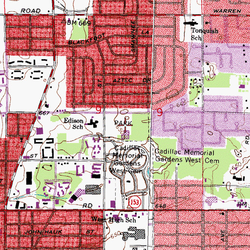 Topographic Map of Jaycee Park, MI
