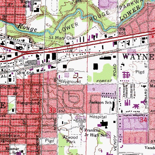 Topographic Map of Forest Park, MI