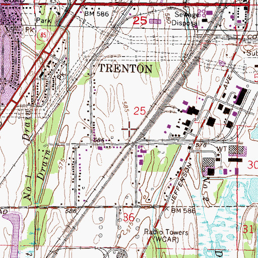 Topographic Map of Lions Park, MI