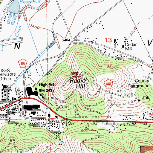 Topographic Map of Radio Hill, CA