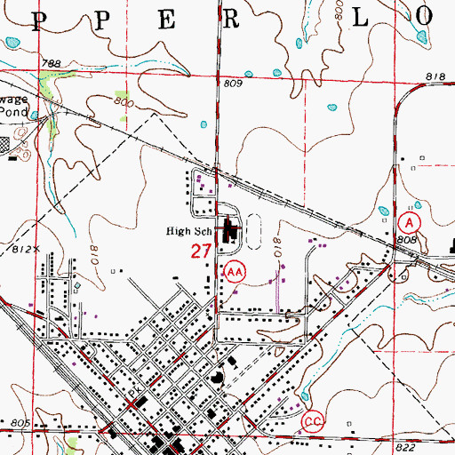 Topographic Map of Wellsville-Middletown Junior-Senior High School, MO