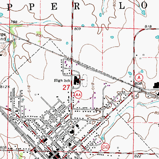 Topographic Map of Wellsville-Middletown Elementary School, MO
