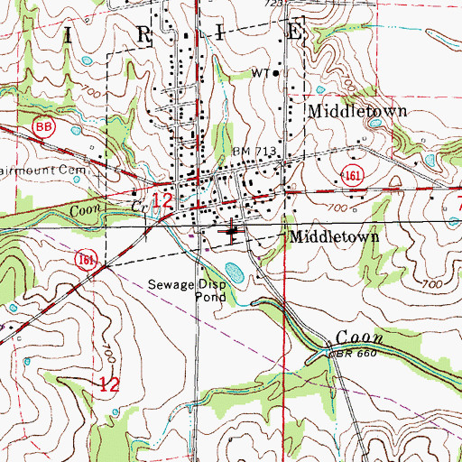 Topographic Map of Middletown Elementary School (historical), MO