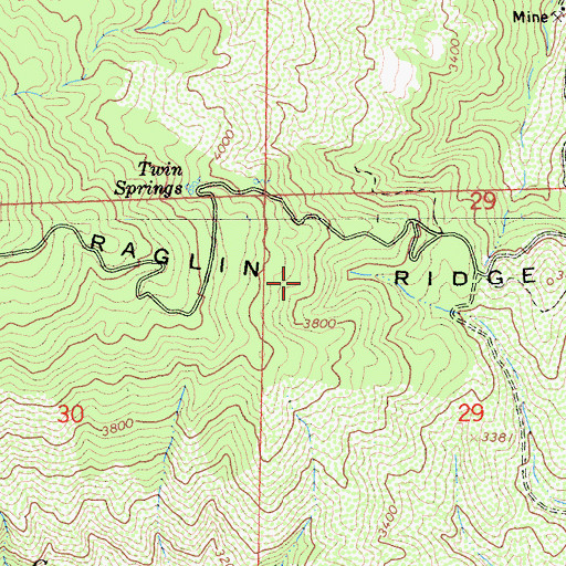 Topographic Map of Raglin Ridge, CA