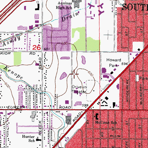 Topographic Map of Southgate Municipal Golf Course, MI