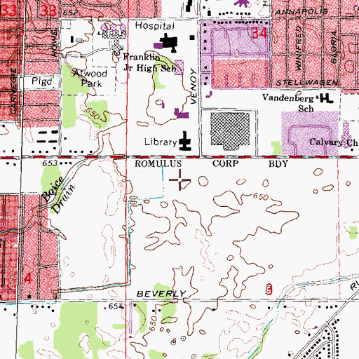 Topographic Map of Gateway Golf Club, MI