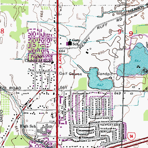 Topographic Map of Shady Hollow Golf Course, MI
