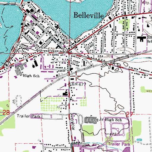 Topographic Map of Belleville Station (historical), MI