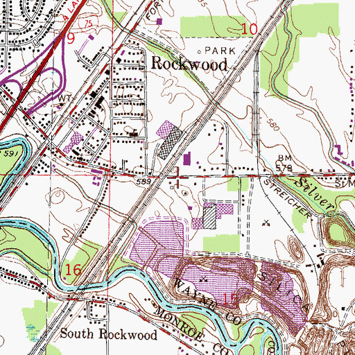 Topographic Map of Rockwood Station (historical), MI