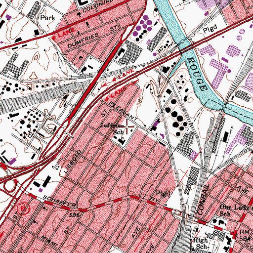Topographic Map of Bridgeview Park, MI