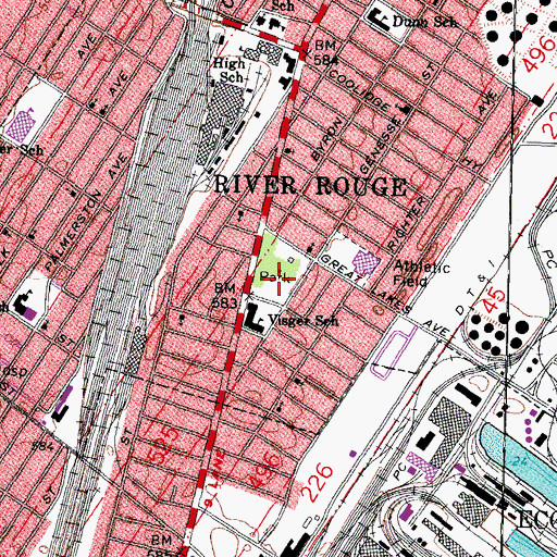 Topographic Map of Memorial Park, MI