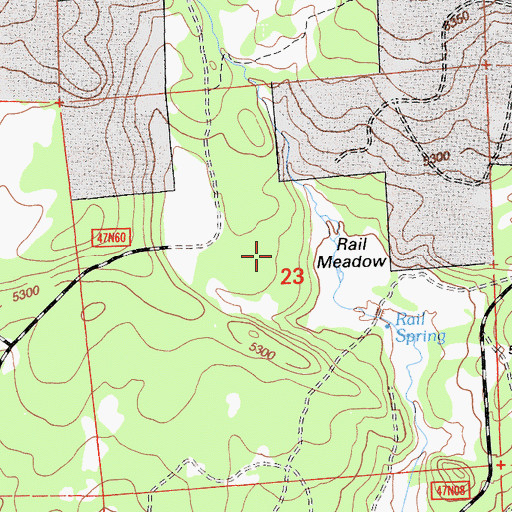 Topographic Map of Rail Meadow, CA
