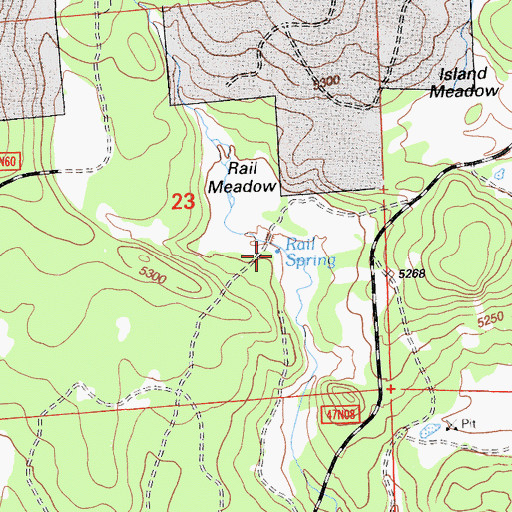 Topographic Map of Rail Spring, CA