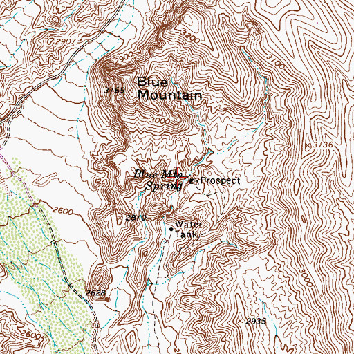 Topographic Map of Blue Mountain Spring, AZ