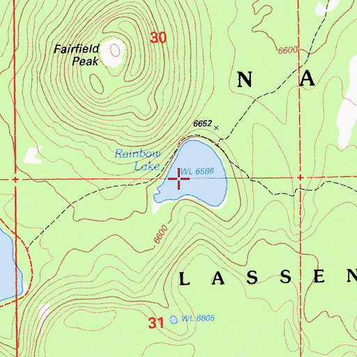 Topographic Map of Rainbow Lake, CA