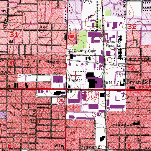 Topographic Map of Fun-Lan Drive-In, FL