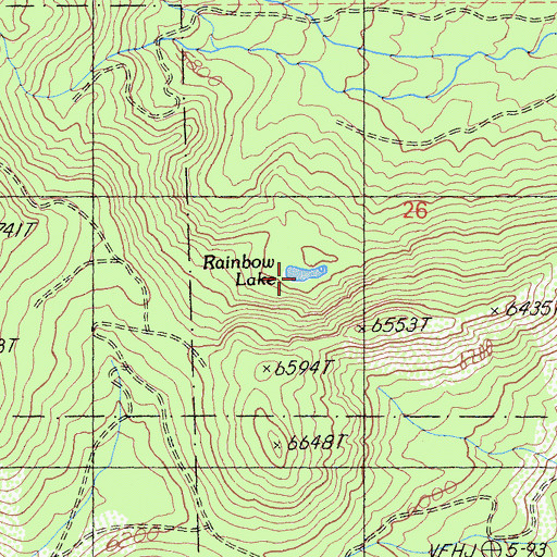 Topographic Map of Rainbow Lake, CA