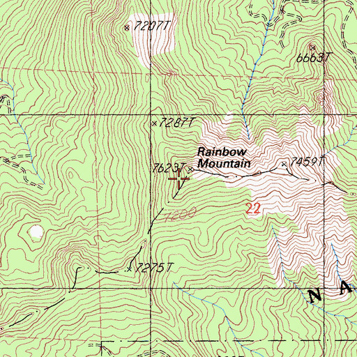 Topographic Map of Rainbow Mountain, CA