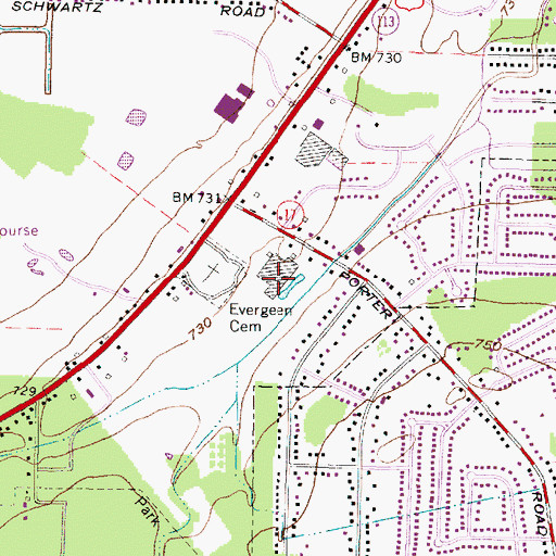Topographic Map of Dean's Greenhouse, OH