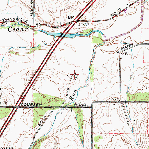 Topographic Map of Swiss Valley Farm, OH