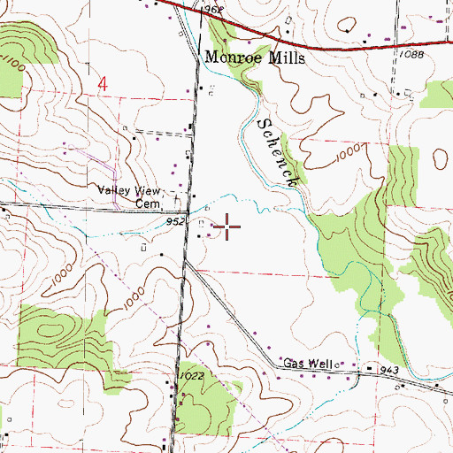 Topographic Map of Grassydell Farms, OH