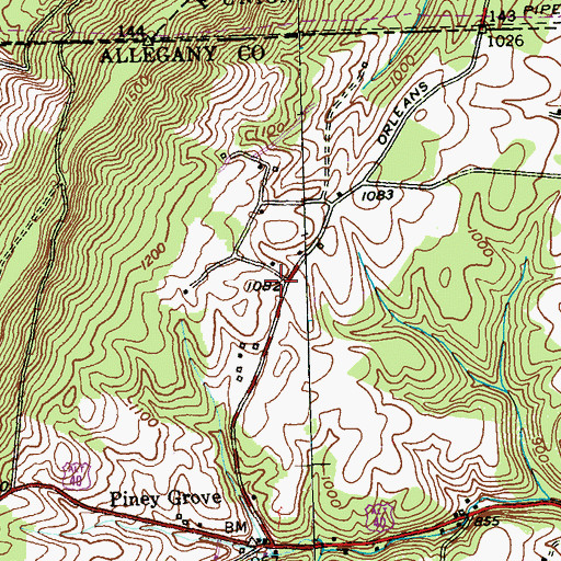 Topographic Map of Fischers Greenhouse, MD